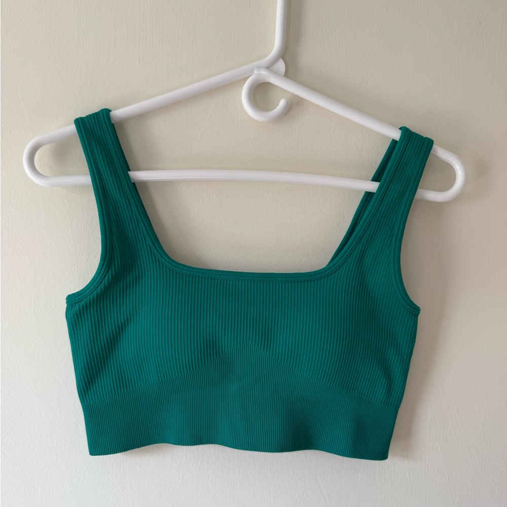 Teal Ribbed sports bra